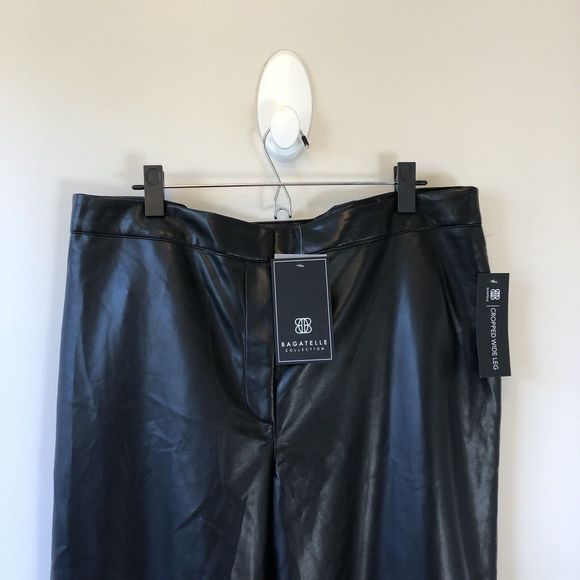 Bagatelle Wide Leg High Waisted Cropped Faux Leather Trouser Black XL NWT’s - Picture 5 of 13